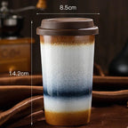 Caneca de Café em Cerâmica Premium com Tampa de Silicone 290ml e 350ml