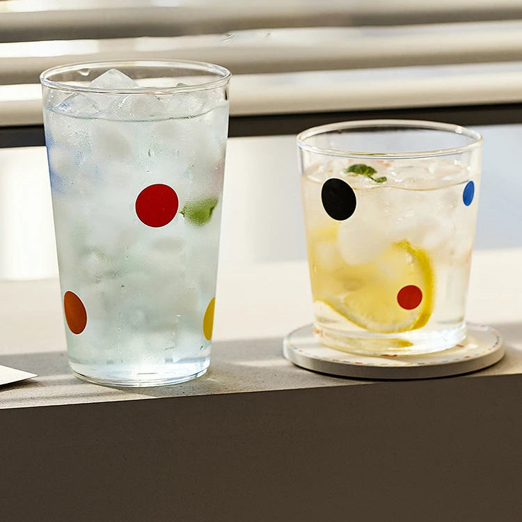 Copo de Vidro Bolinhas Coloridas