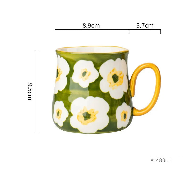 Caneca de Cerâmica Estilo Floral - 480ml