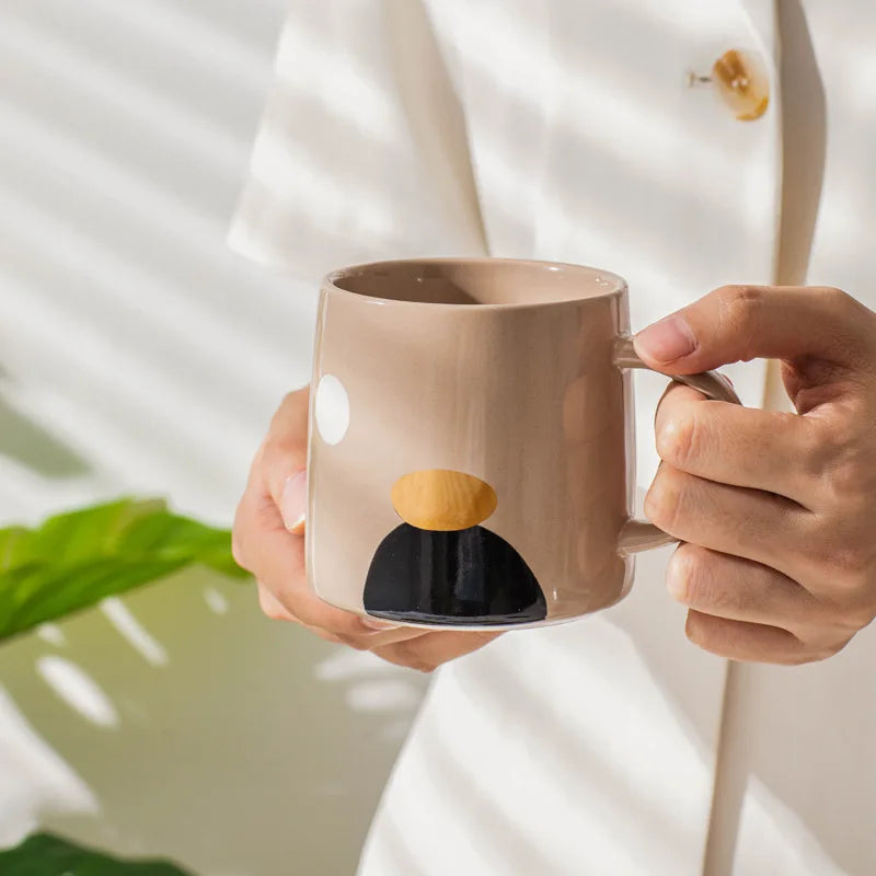 Chá de leite canecas de café drinkware melhor presente de aniversário estilo nórdico moderno e minimalista pintura abstrata escritório cerâmica xícara de café caneca