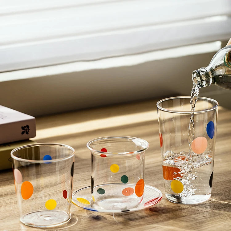 Copo de Vidro Bolinhas Coloridas