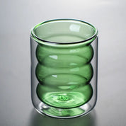 Copo de Vidro Colorido Parede Dupla 200ml - Design Espiral