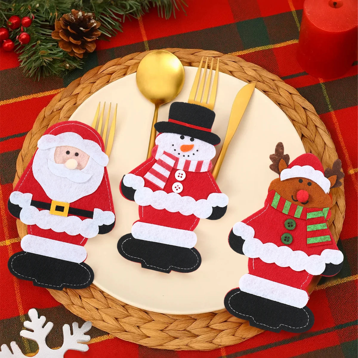 Suporte de talheres de natal feliz natal decoração para casa 2025 pingente enfeites de natal navidad natal presente de ano novo 2026