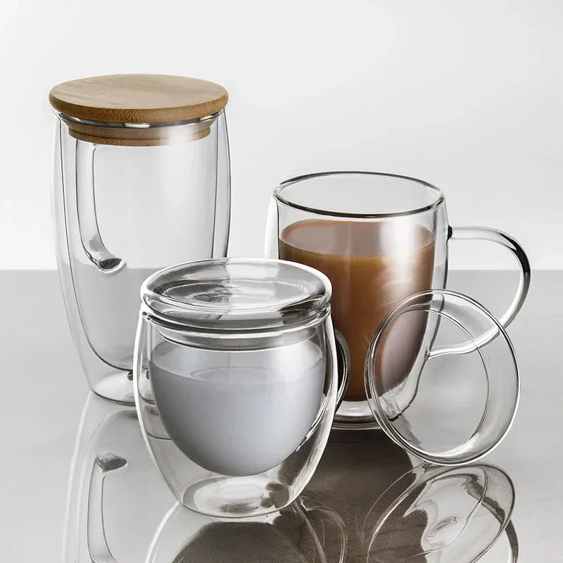 Caneca de Vidro Duplo com Tampa - Elegância e Versatilidade