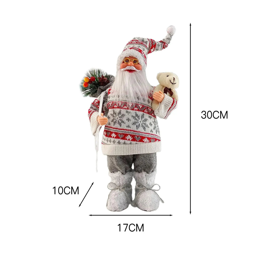 Natal sentado em pé papai noel estatuetas boneca bonito 12 polegada árvore de natal festa ornamento mesa escritório lareira decoração casa