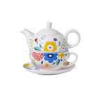 Tea For One Pintado a Mão em Porcelana Kit 4 Peças