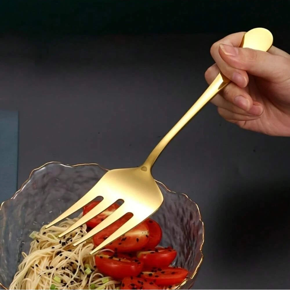 Kit de Utensílios de Cozinha em Aço Inox Dourado Luxo - 2PCS