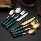 Talheres de Luxo Inox Cabo Cerâmica Verde - 4Pçs