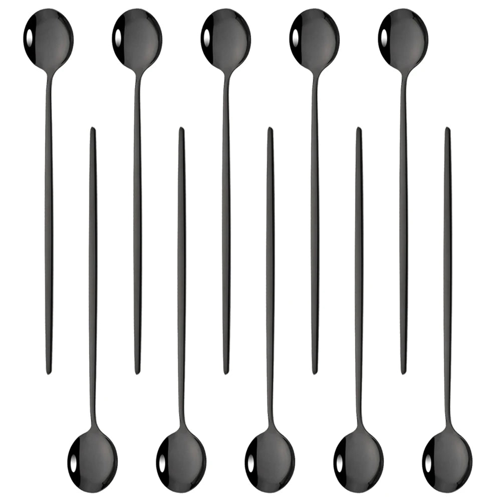 Kit Colheres de Aço Inox com Cabo Longo - 10pcs