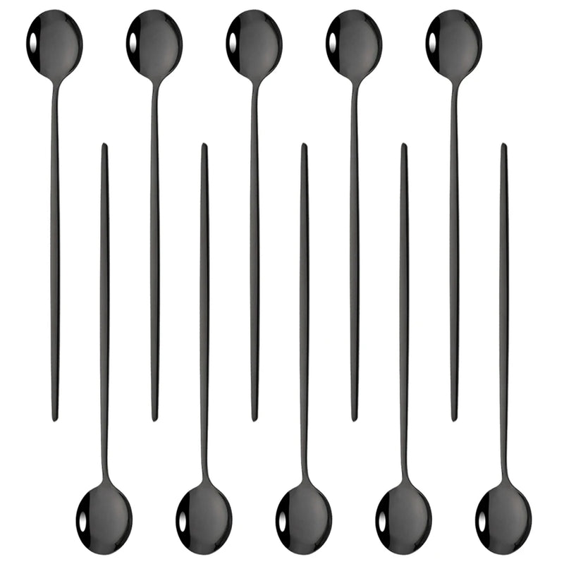 Kit Colheres de Aço Inox com Cabo Longo - 10pcs