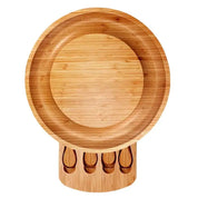 Bandeja para Frios com 4 Utensílios em Madeira Bambu
