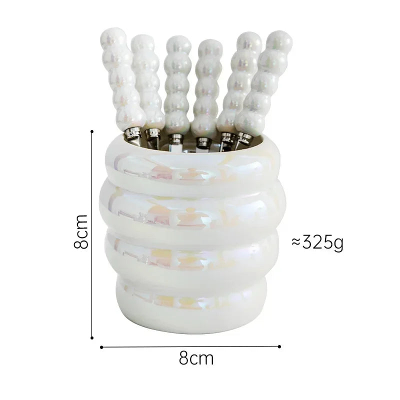 Conjunto Garfos para Frutas com Suporte de Cerâmica - 6pcs