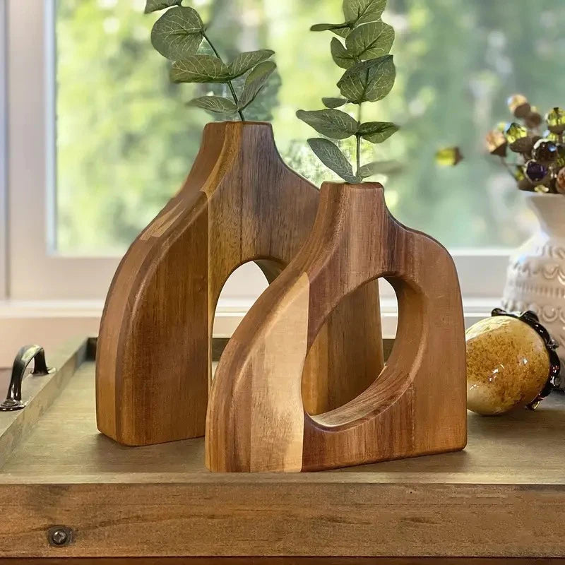 Conjunto Vaso de Madeira Decorativo - 2pcs