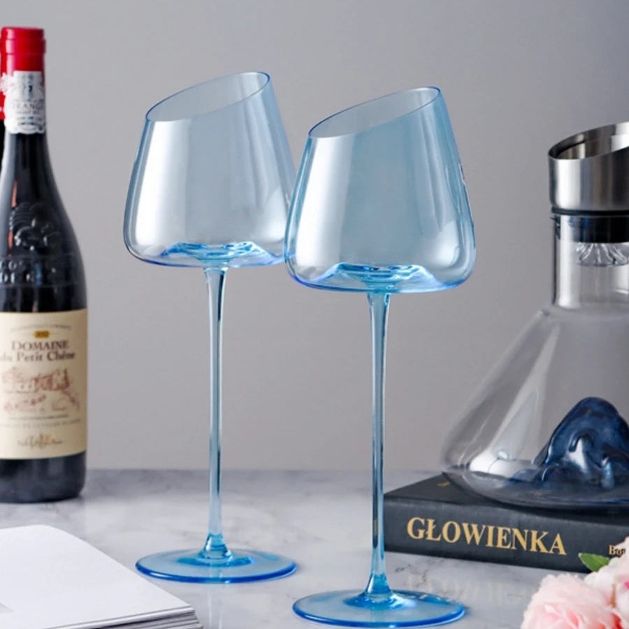 Taça de Cristal Azul Elegante 580ml de Luxo