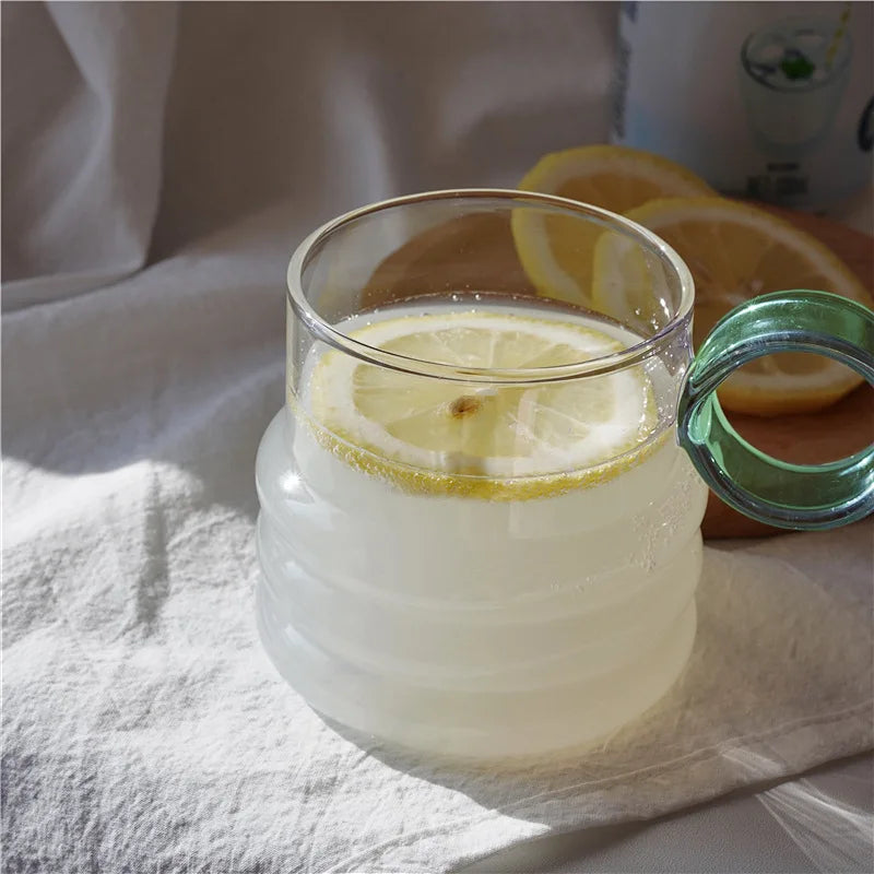 Xícara Sanfonada com Alça Colorida Vidro - 250ml