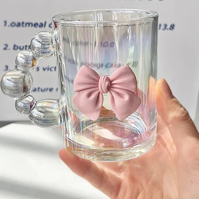 Caneca de Vidro Bolha e Laço