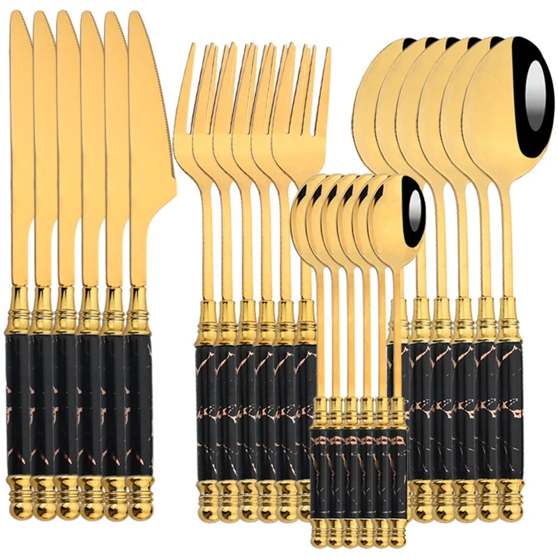 Jogo Talheres Dinamarquês Inox Cerâmica 24 Pcs