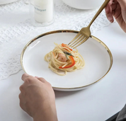 Pratos e Tigelas Branco Dourado em Porcelana - 6 Modelos