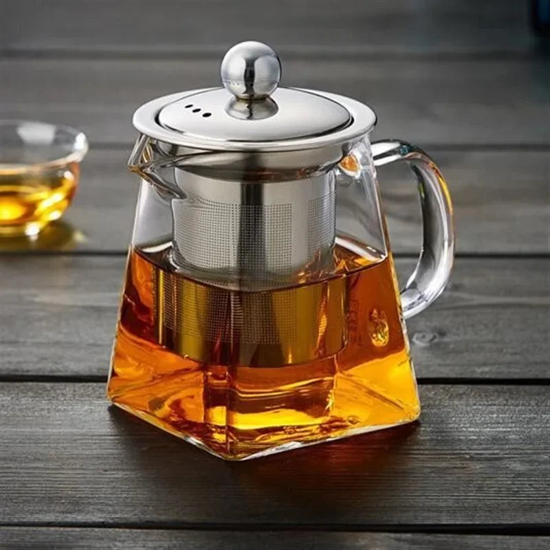 Chaleira Quadrada de Vidro com Infusor