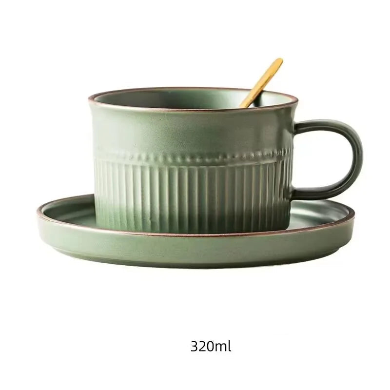 Conjunto Xícara de Cerâmica Nórdica para Café e Chá - 320ml