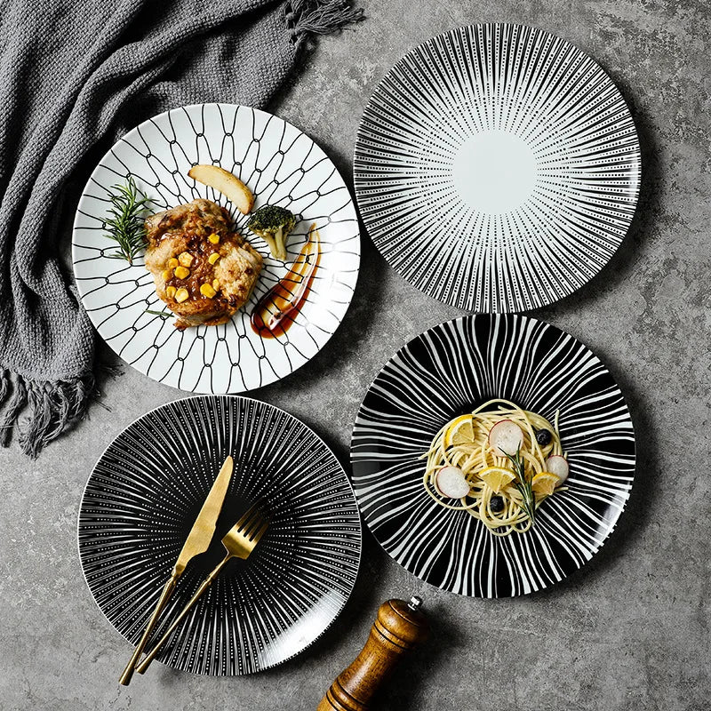 Prato de Porcelana Geométrico de Luxo