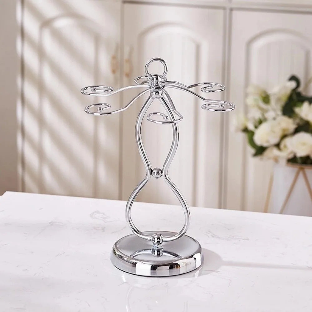 Suporte Elegante para Taças de Vinho em Ferro com 6 Ganchos