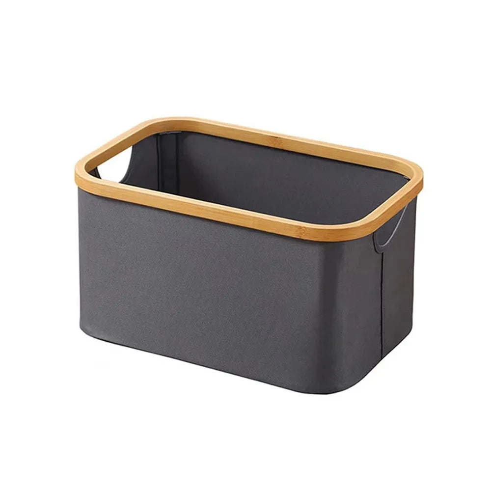 Cesta Dobrável de Lavanderia com Alças de Bambu