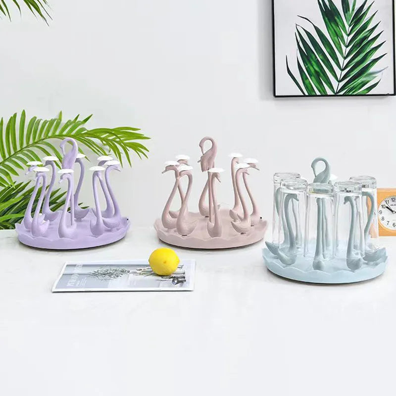 Suporte de Copos Rotativo em Forma de Cisne