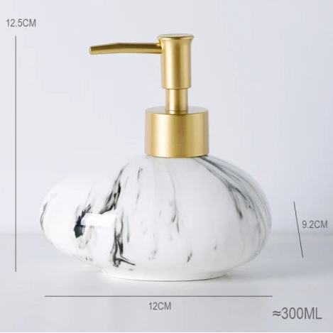 Dispenser de Cerâmica Marmorizado com Detalhes Dourados