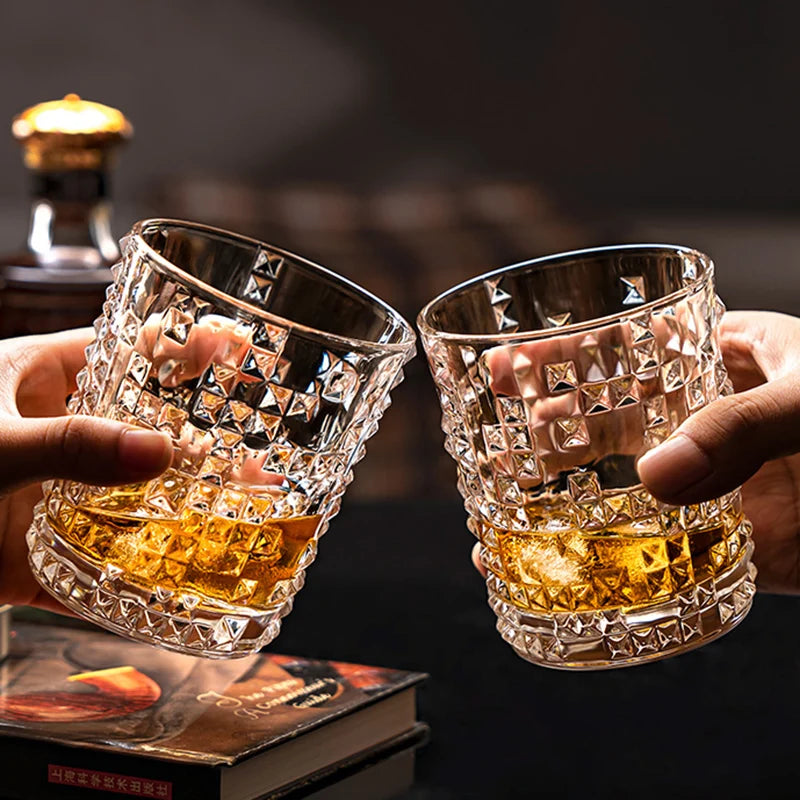2 pçs conjunto 10.8oz 315ml arte design copo de vidro cristal drinkware cocktail uísque óculos transparente bacardi copo nordic licor caneca