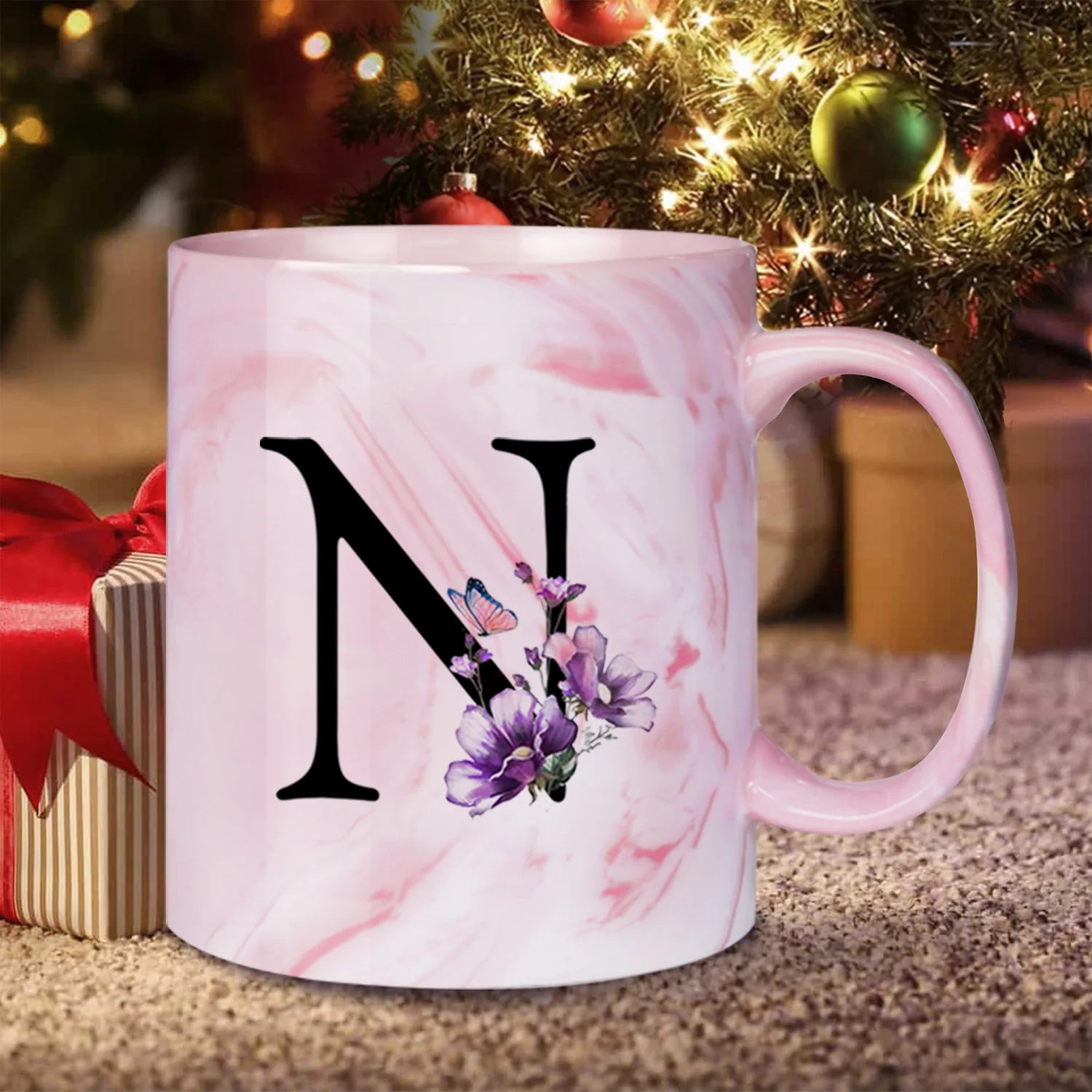 Caneca Floral Iniciais Letras - 320ml