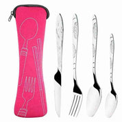 Kit Talheres Desenhado em Metal 4 Pcs