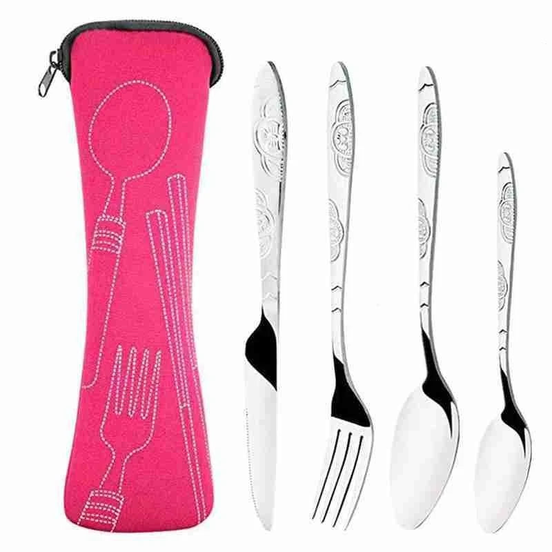 Kit Talheres Desenhado em Metal 4 Pcs
