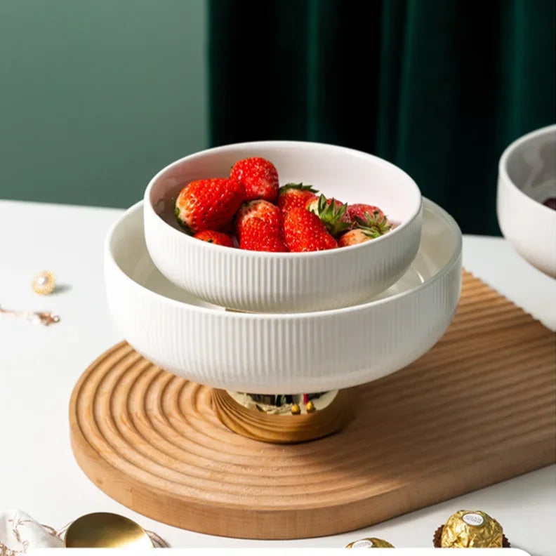 Fruteira Decorativa Luxy Cerâmica e Inox