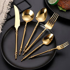 Louça de aço inoxidável vintage, colher ocidental, faca de bife, colher de chá, garfo de sobremesa, talheres, utensílios de cozinha