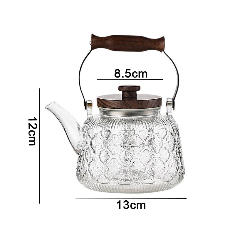 Bule de vidro com alça infusora, chaleira de chá de alto borosilicato, conjunto de chá de flores, fogão a gás de indução de cozinha, bule de chá para casa