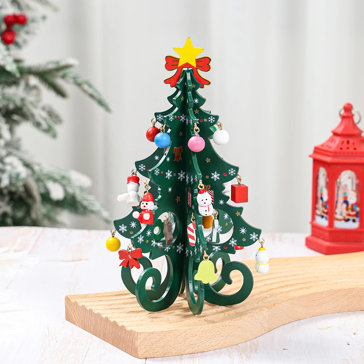 Ornamento de árvore de natal de madeira decoração de natal para casa 2025 pingente ornamento de natal Navidad Natal presente de ano novo 2026