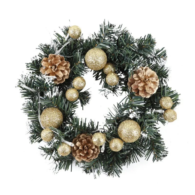 Grinalda de natal com bateria alimentado led luz string porta da frente pendurado guirlanda decoração para casa de férias decoração de festa 25/30/40cm