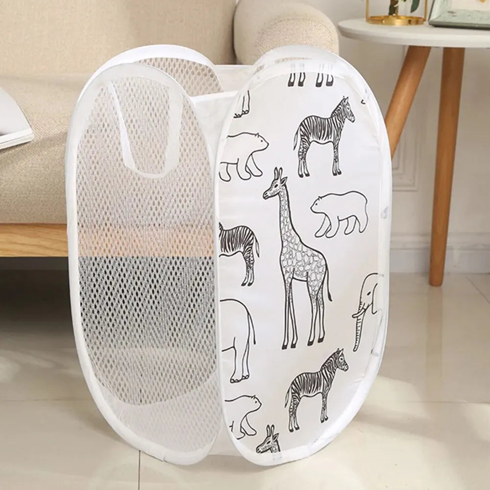 Cesta Organizadora de Roupas Sujas com Estampa Divertida de Bichinhos
