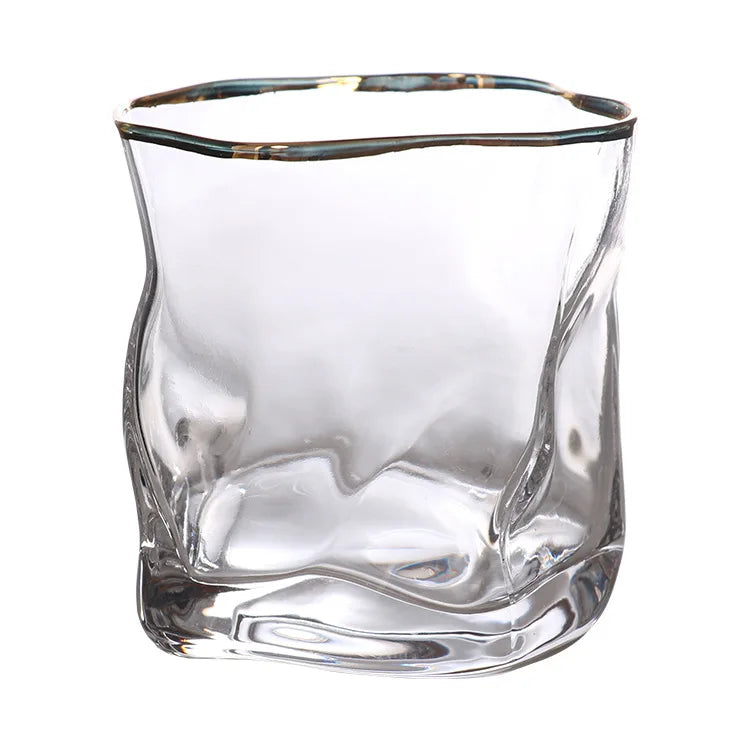 Copo de Vidro Luxo com Borda Dourada