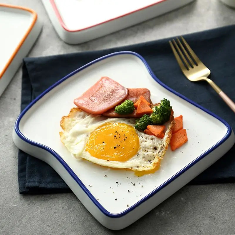1pc pão em forma de cerâmica café da manhã sobremesa placa torradas pratos salada lanche frutas bandeja utensílios de mesa do agregado familiar prato de jantar
