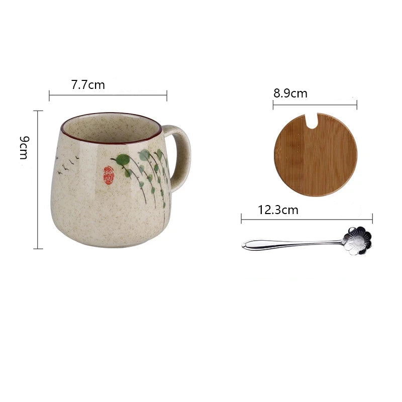 Caneca Premium 350ml com Tampa de Bambu e Colher