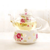 Conjunto De Bule De Flor Pyrex, Base De Aquecimento De Velas, Chaleira De Chá