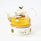 Conjunto De Bule De Flor Pyrex, Base De Aquecimento De Velas, Chaleira De Chá