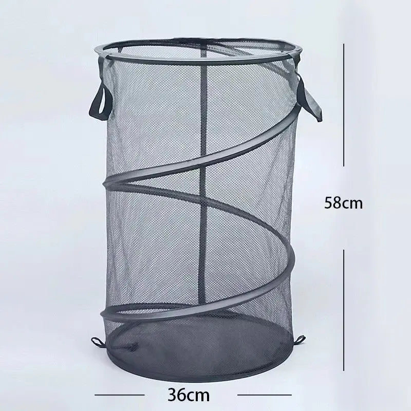 Cesta Dobrável de Malha para Roupas com Alças Reforçadas