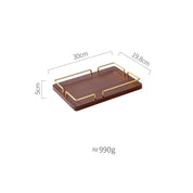 Bandeja de servir de madeira vintage, prato de frutas retangular com alças, bandeja de armazenamento de conjunto de chá de madeira maciça, decoração moderna para casa