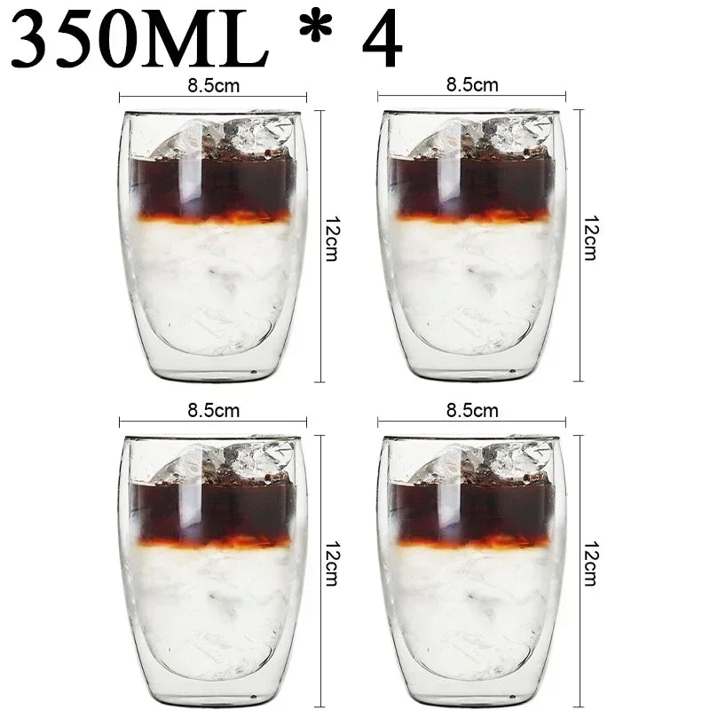 Conjunto Copos de Vidro Parede Dupla 2 e 4 Pcs