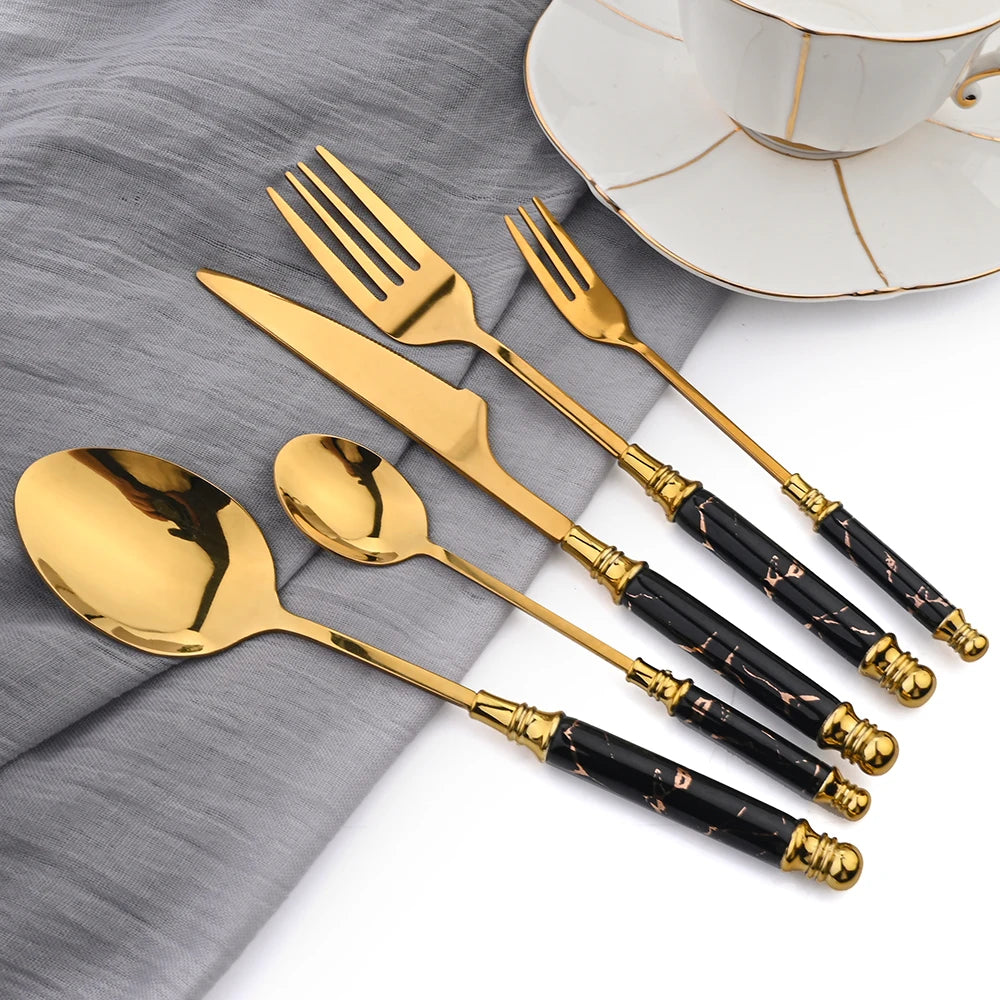 Jogo Talheres Dinamarquês Inox Cerâmica 24 Pcs
