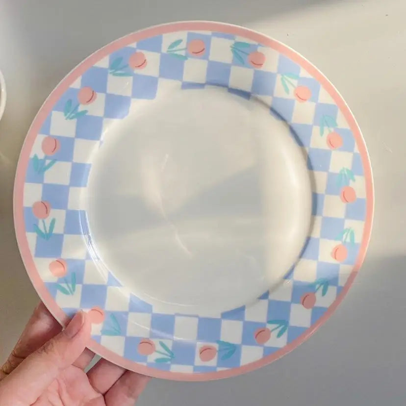 Prato Cerâmico Tulipa Azul e Branco