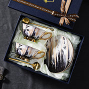 Xícara De Café De Grão De Madeira E Pires Caixa De Presente, Copo De Cerâmica Requintada High-End, conjunto De Chá Da Tarde Britânico, Premium Bone China